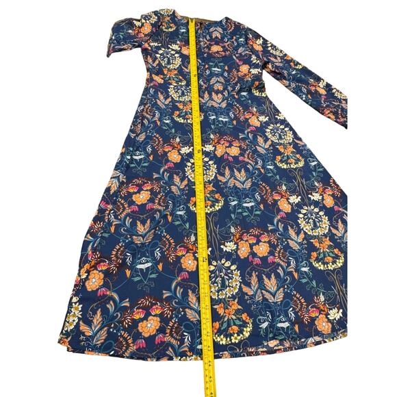 IMADALINE DRESS Blue Long Floral Dress,Boho, Size M, Has Extra Button on inside - Picture 7 of 11